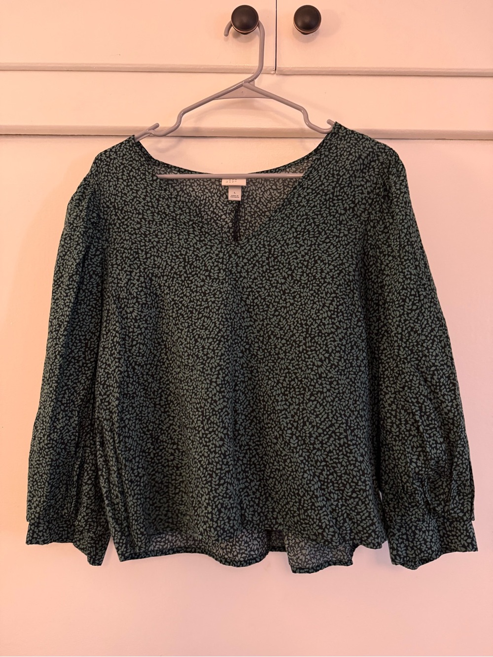 a new day Green Microprint Long Sleeve Blouse